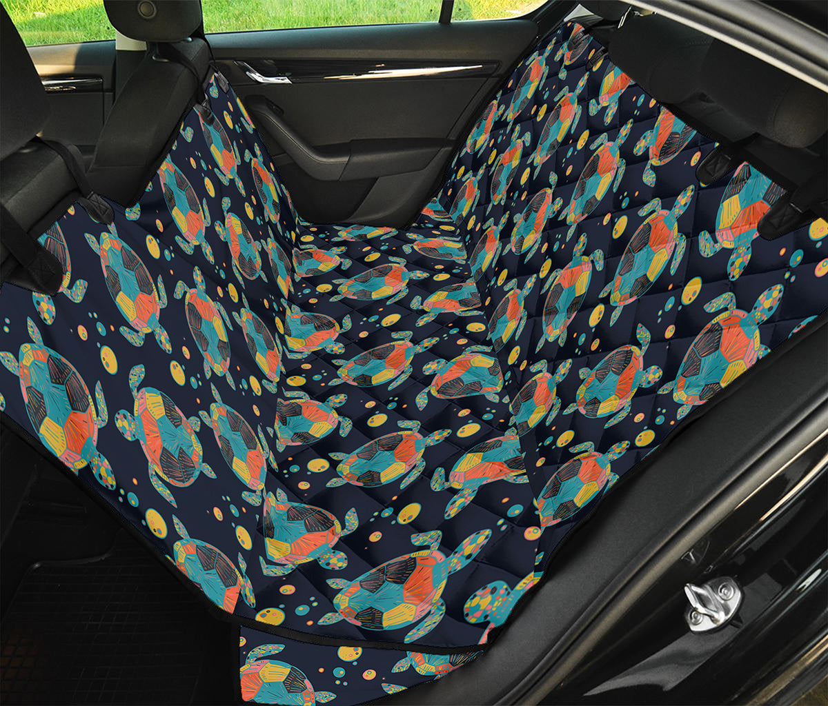 Retro Sea Turtle Pattern Print Pet Car Back Seat Cover