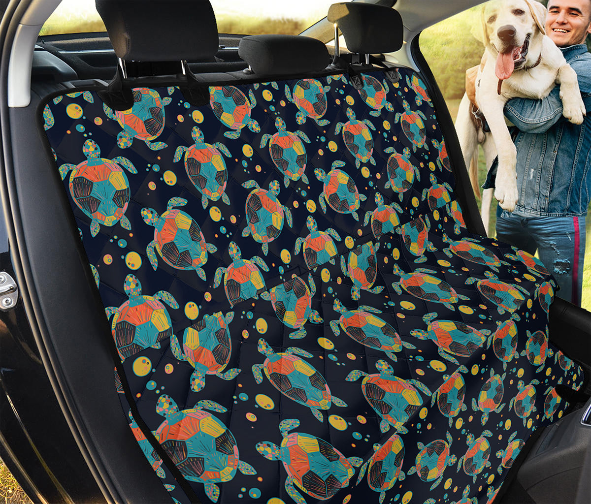 Retro Sea Turtle Pattern Print Pet Car Back Seat Cover