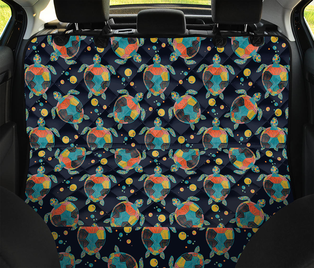 Retro Sea Turtle Pattern Print Pet Car Back Seat Cover