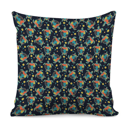 Retro Sea Turtle Pattern Print Pillow Cover
