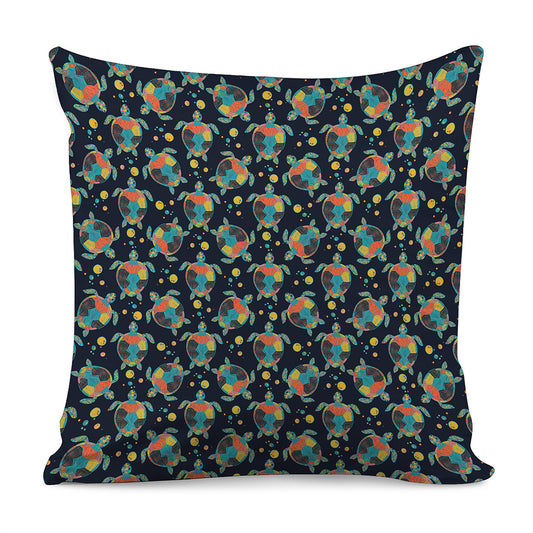 Retro Sea Turtle Pattern Print Pillow Cover