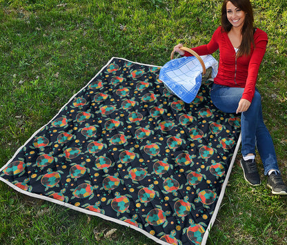 Retro Sea Turtle Pattern Print Quilt