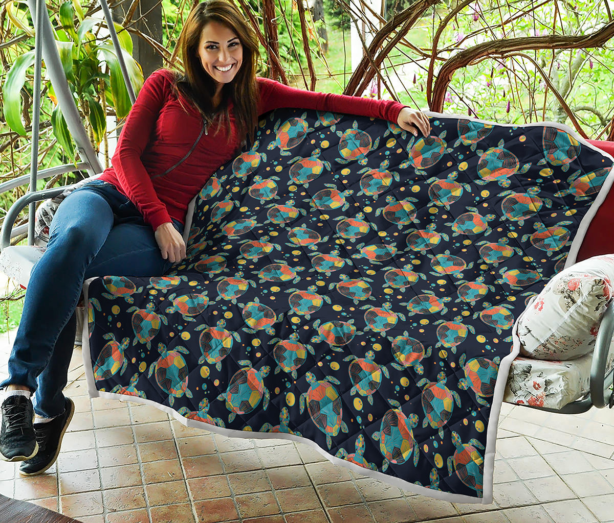 Retro Sea Turtle Pattern Print Quilt