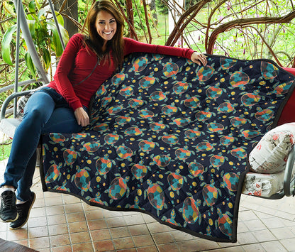 Retro Sea Turtle Pattern Print Quilt