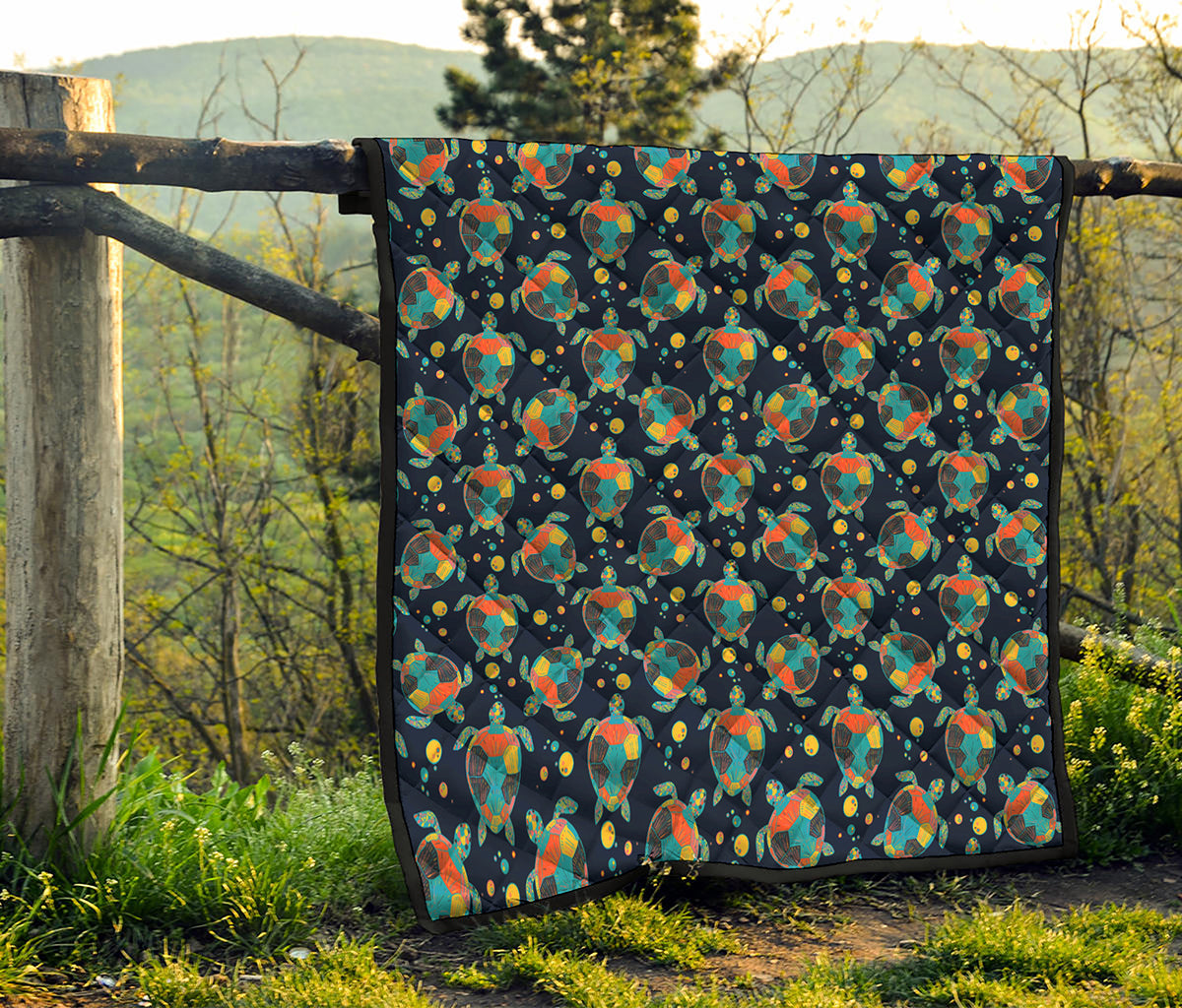 Retro Sea Turtle Pattern Print Quilt