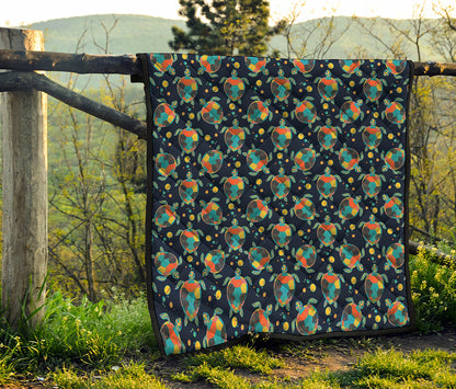 Retro Sea Turtle Pattern Print Quilt