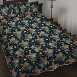 Retro Sea Turtle Pattern Print Quilt Bed Set