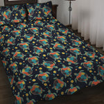 Retro Sea Turtle Pattern Print Quilt Bed Set