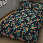 Retro Sea Turtle Pattern Print Quilt Bed Set