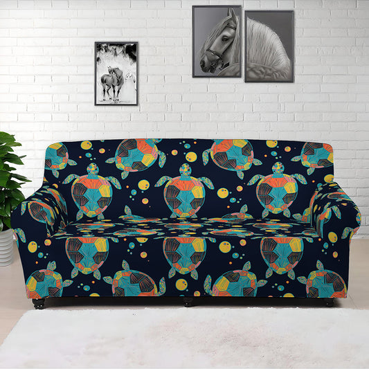 Retro Sea Turtle Pattern Print Sofa Cover