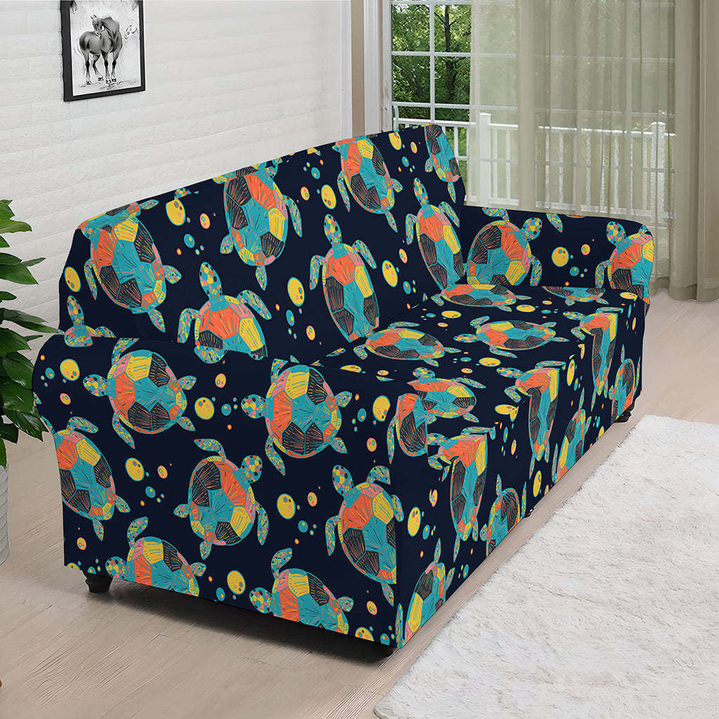 Retro Sea Turtle Pattern Print Sofa Cover