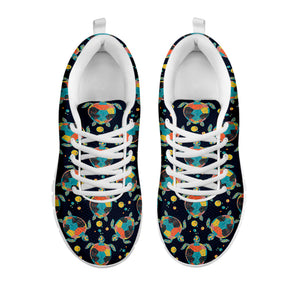 Retro Sea Turtle Pattern Print White Sneakers