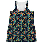Retro Sea Turtle Pattern Print Women's Racerback Tank Top
