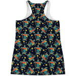 Retro Sea Turtle Pattern Print Women's Racerback Tank Top