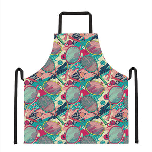 Retro Tennis Pattern Print Apron