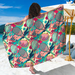 Retro Tennis Pattern Print Beach Sarong Wrap