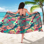Retro Tennis Pattern Print Beach Sarong Wrap