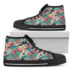 Retro Tennis Pattern Print Black High Top Shoes