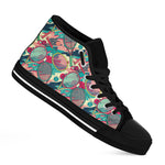 Retro Tennis Pattern Print Black High Top Shoes