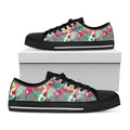 Retro Tennis Pattern Print Black Low Top Sneakers