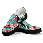 Retro Tennis Pattern Print Black Slip On Shoes