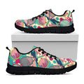 Retro Tennis Pattern Print Black Running Shoes