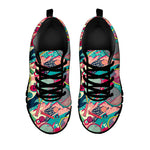 Retro Tennis Pattern Print Black Sneakers