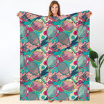Retro Tennis Pattern Print Blanket