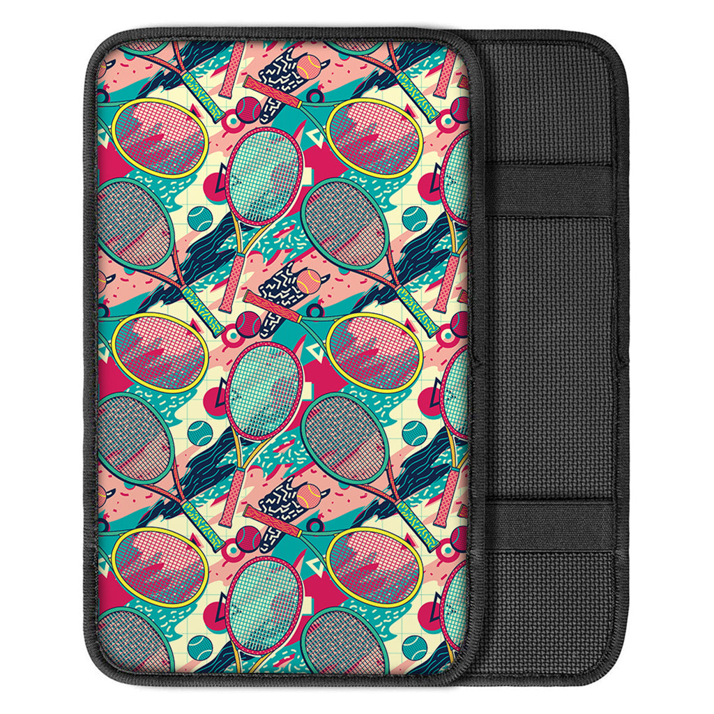 Retro Tennis Pattern Print Car Center Console Cover