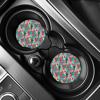 Retro Tennis Pattern Print Car Coasters