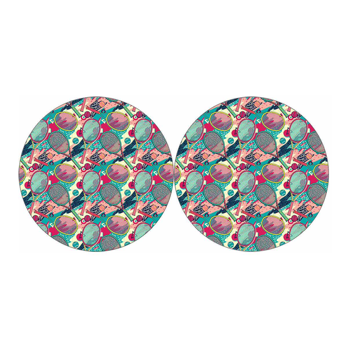 Retro Tennis Pattern Print Car Coasters