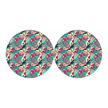 Retro Tennis Pattern Print Car Coasters