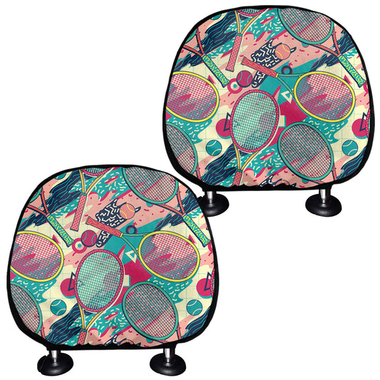 Retro Tennis Pattern Print Car Headrest Covers