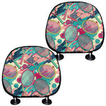 Retro Tennis Pattern Print Car Headrest Covers