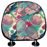 Retro Tennis Pattern Print Car Headrest Covers