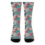 Retro Tennis Pattern Print Crew Socks