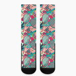 Retro Tennis Pattern Print Crew Socks