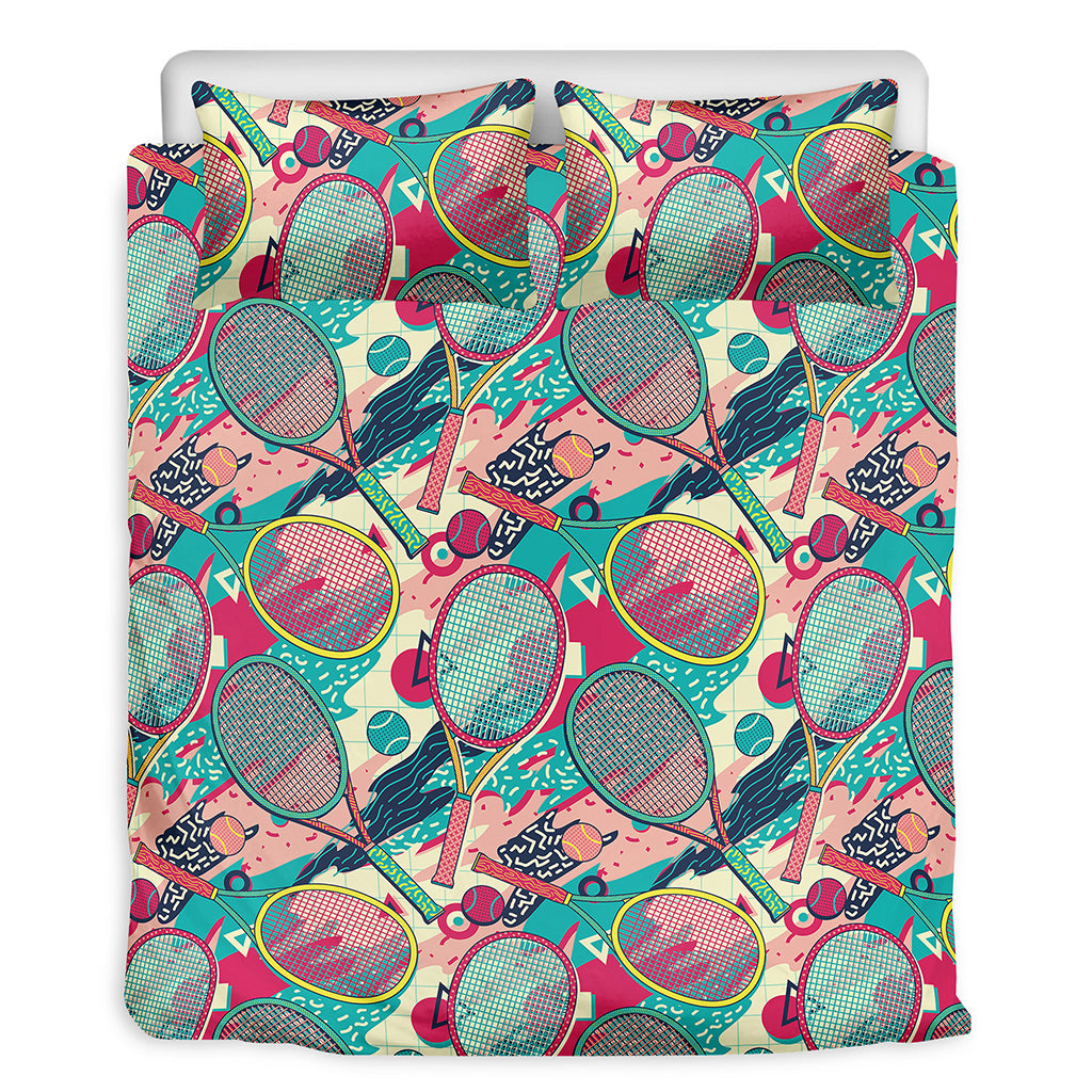Retro Tennis Pattern Print Duvet Cover Bedding Set