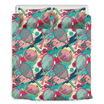 Retro Tennis Pattern Print Duvet Cover Bedding Set
