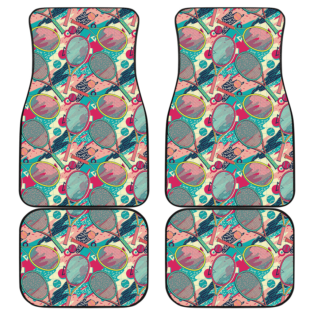 Retro Tennis Pattern Print Front and Back Car Floor Mats