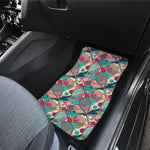 Retro Tennis Pattern Print Front and Back Car Floor Mats