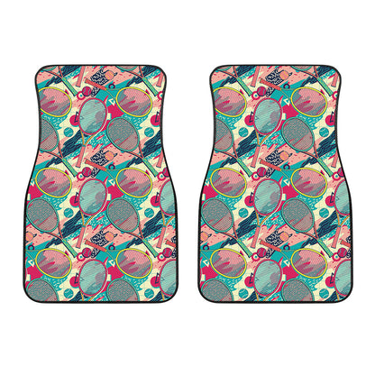 Retro Tennis Pattern Print Front Car Floor Mats