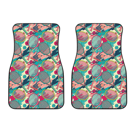 Retro Tennis Pattern Print Front Car Floor Mats
