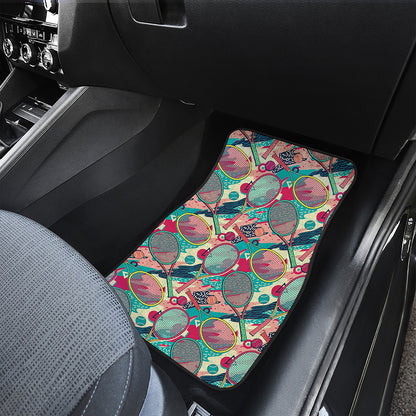 Retro Tennis Pattern Print Front Car Floor Mats