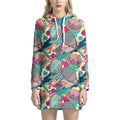 Retro Tennis Pattern Print Pullover Hoodie Dress