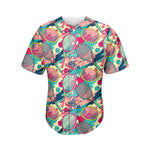 Retro Tennis Pattern Print Men's Baseball Jersey