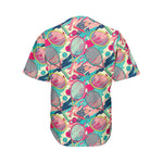 Retro Tennis Pattern Print Men's Baseball Jersey