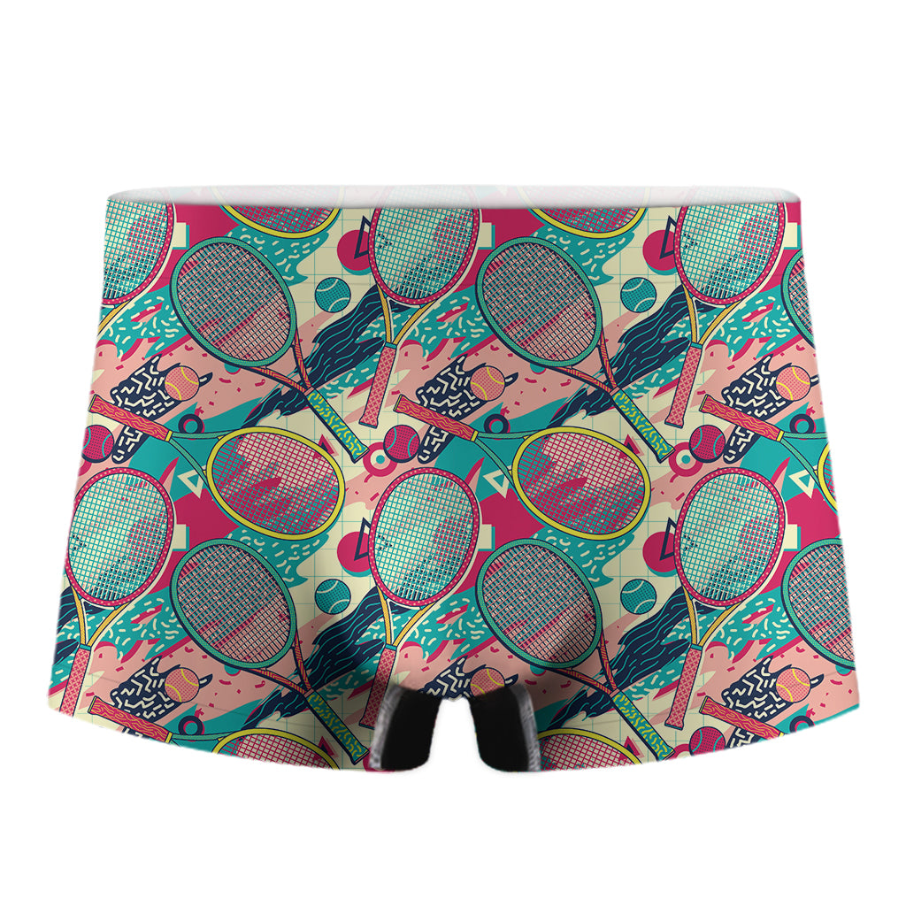 Retro Tennis Pattern Print Men's Boxer Briefs