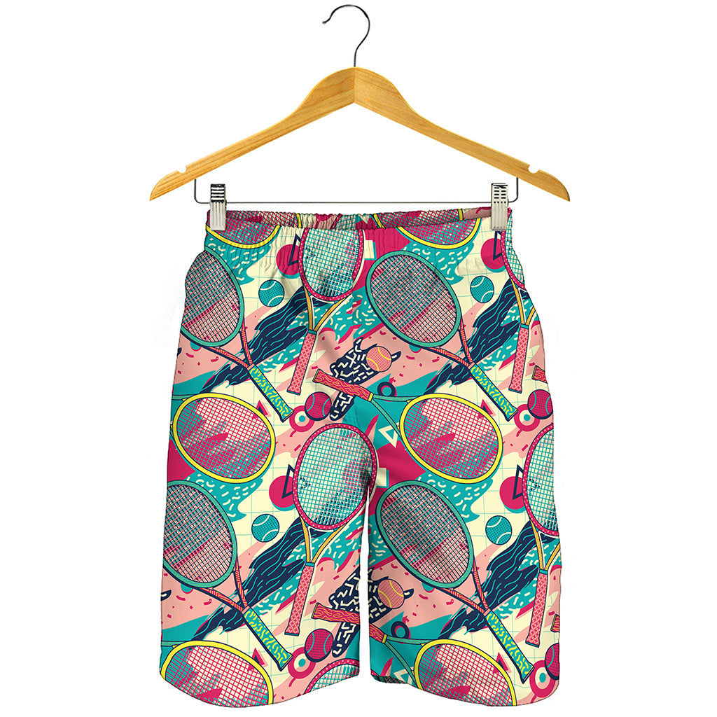 Retro Tennis Pattern Print Men's Shorts