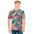 Retro Tennis Pattern Print Men's T-Shirt